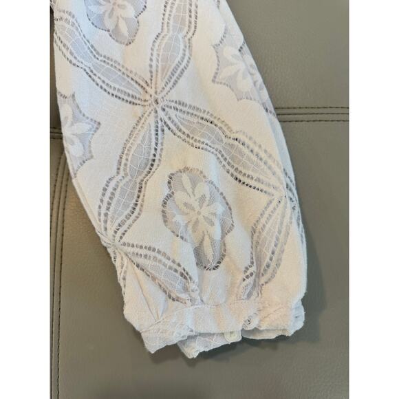 LOFT Women's XS White Mosaic Lace Blouse - Picture 6 of 6